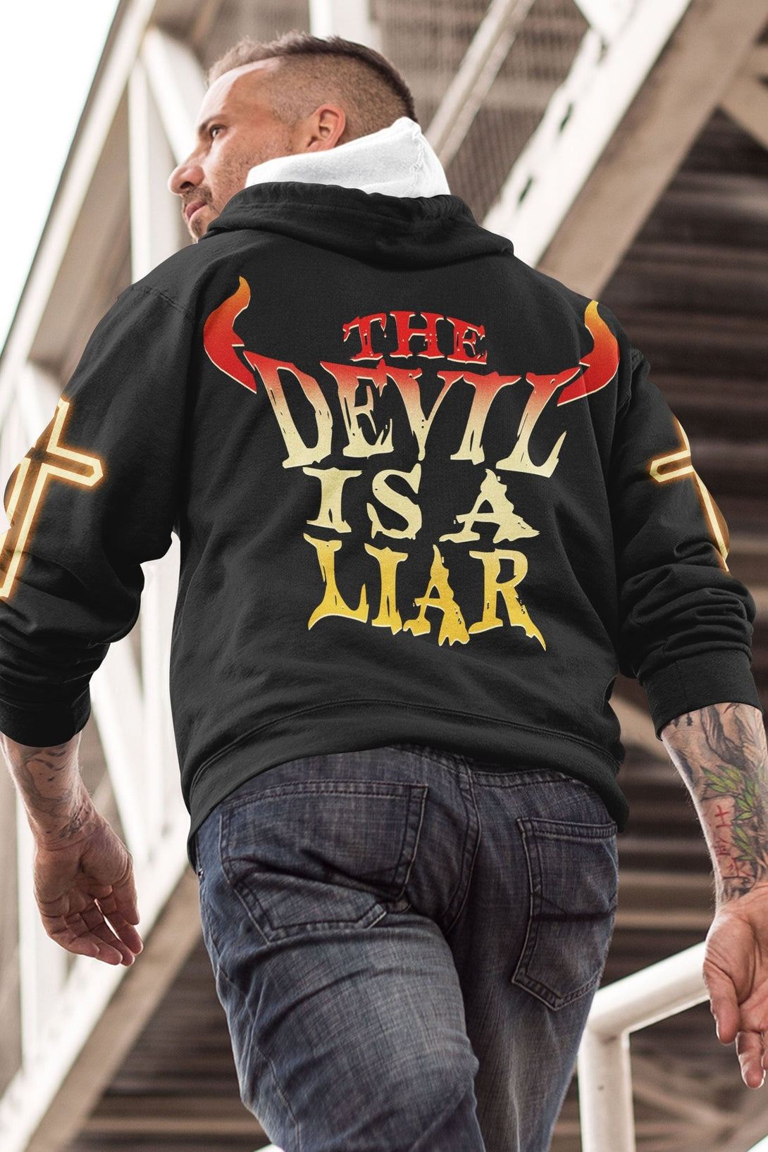 The Devil Is A Liar All Over Print Hoodie - Christ Color