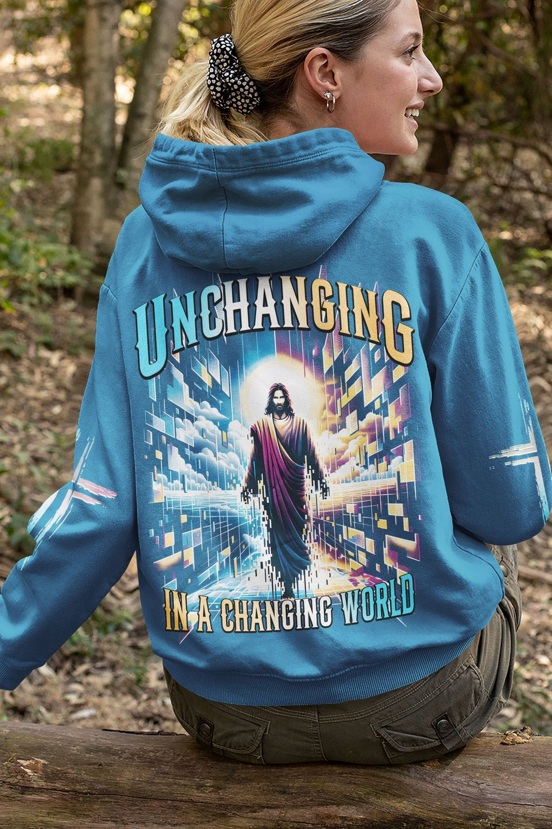 Unchanging In A Changing World All Over Print Hoodie - Christ Color