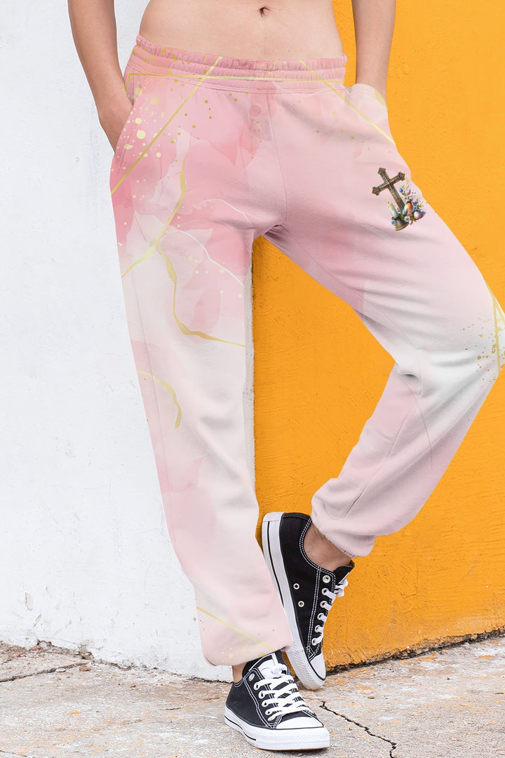 He Is Risen All Over Print Jogger Pants - Christ Color