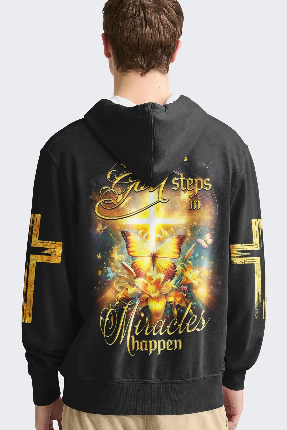 God Steps In Miracles Happen All Over Print Hoodie - Christ Color