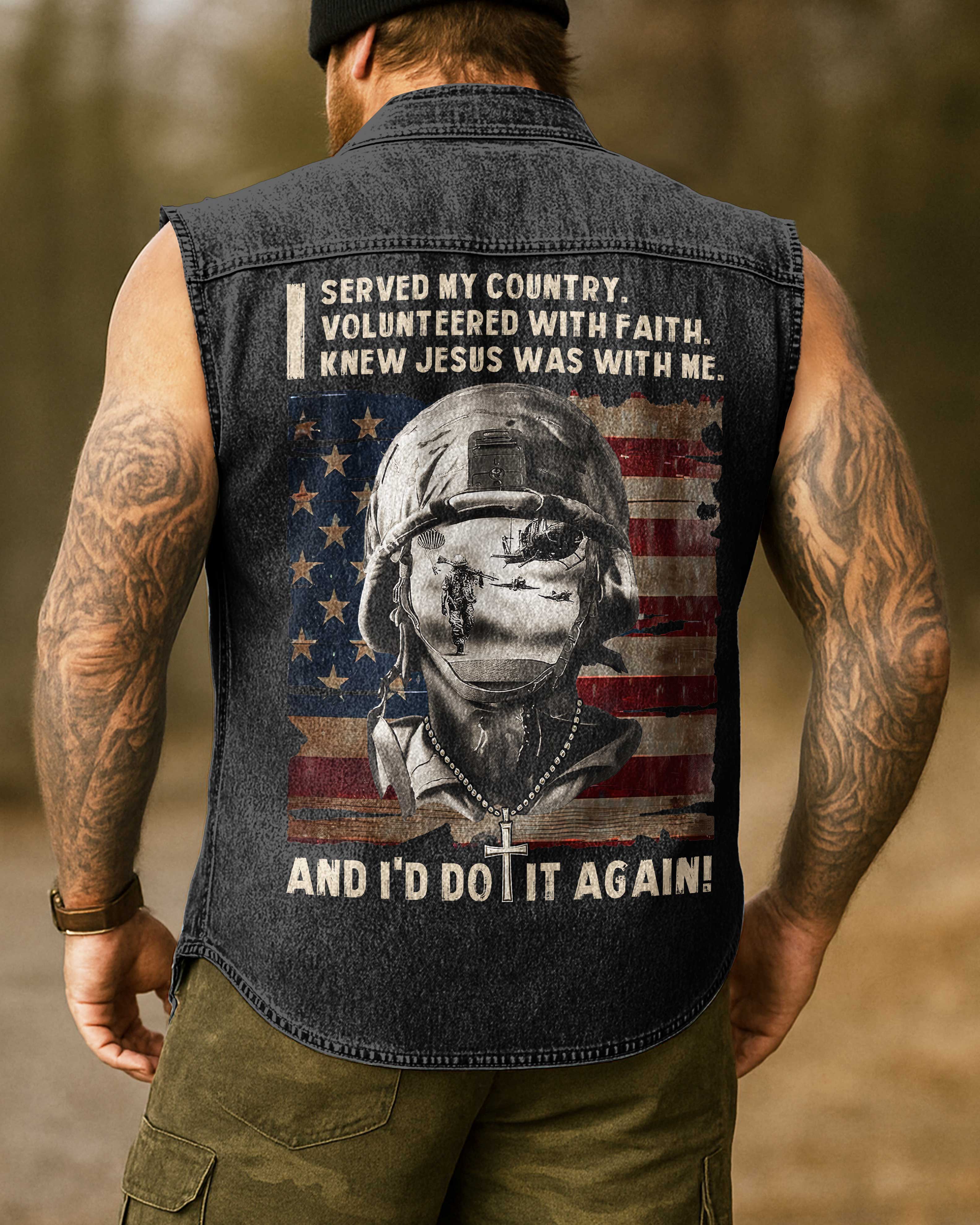 I Served My Country Denim Sleevesless T-Shirt