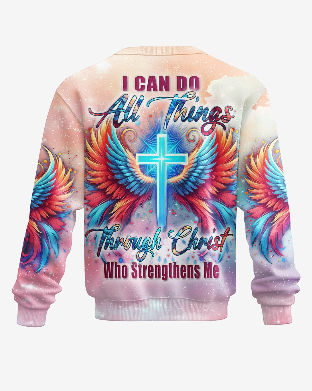 I Can Do All Things Through Christ Who Strengthens Me All Over Print Sweater - Christ Color