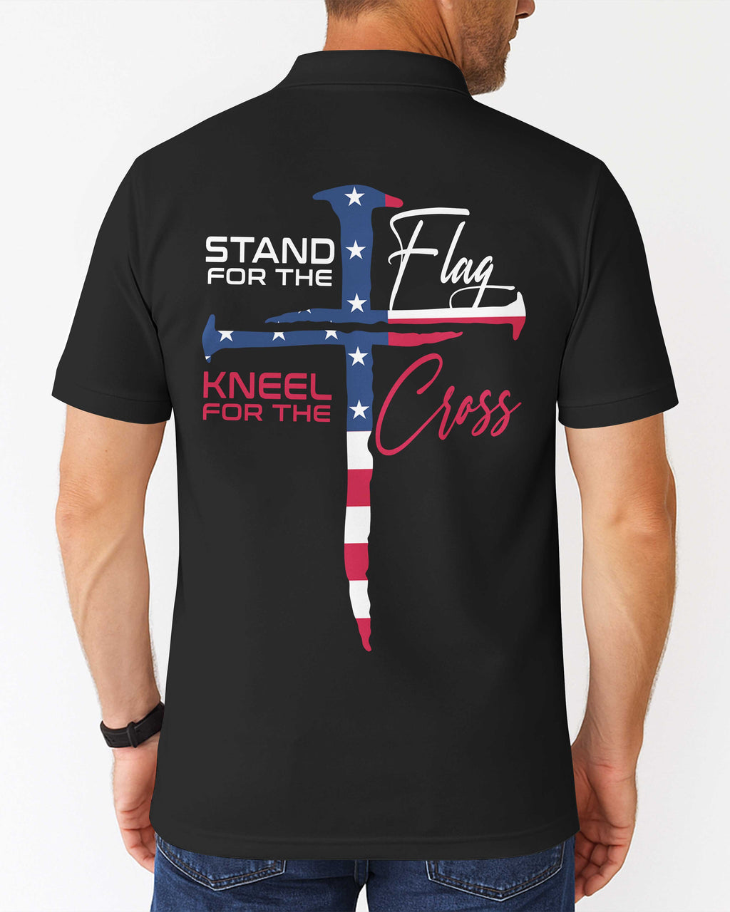 Stand For The Flag Kneel For The Cross Polo T-Shirt