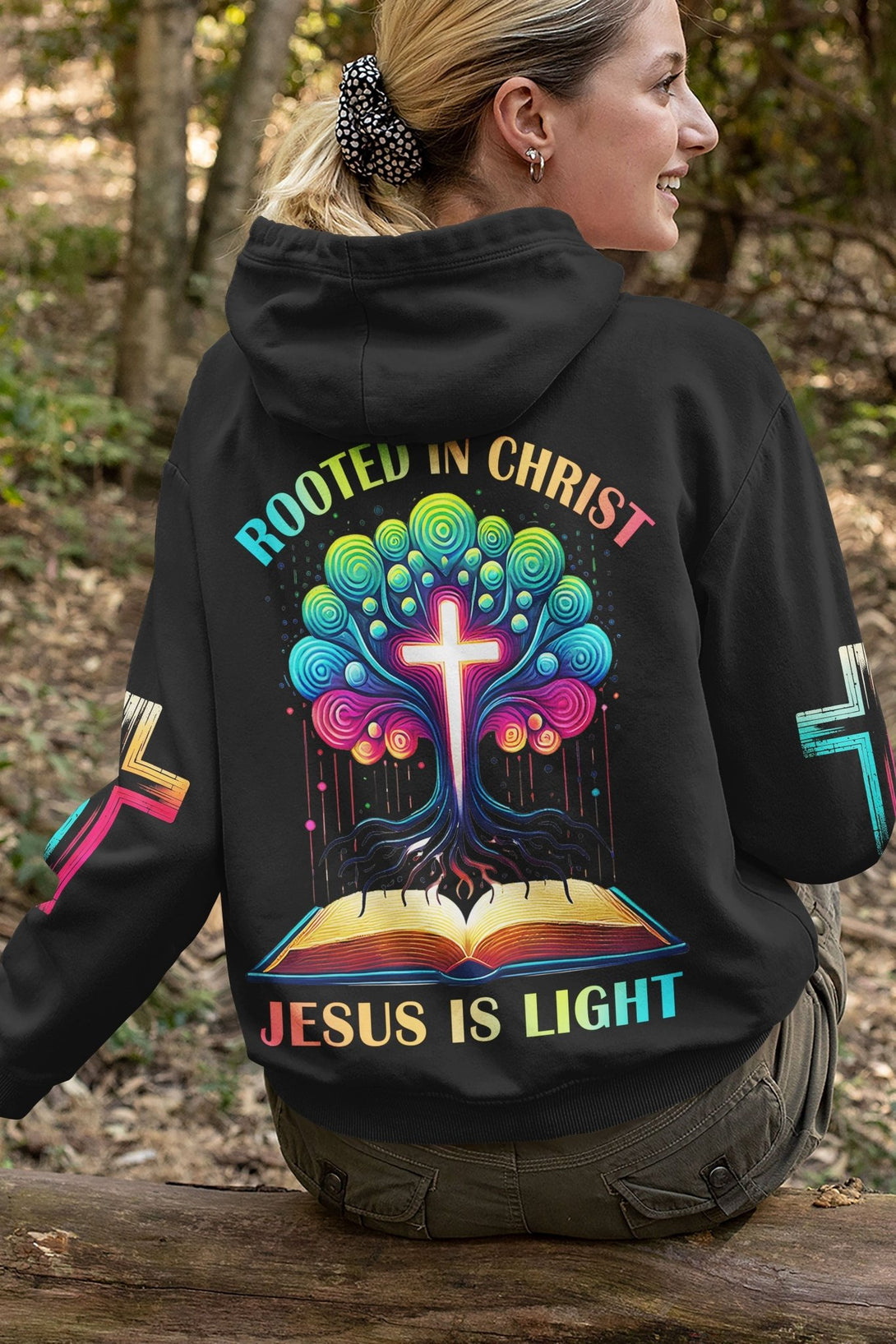 Rooted In Christ Jesus Is Light All Over Print Hoodie - Christ Color