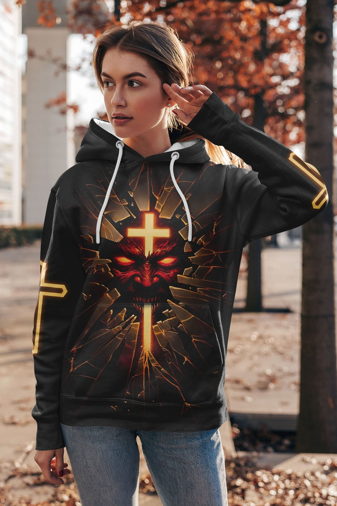 The Devil Is A Liar All Over Print Hoodie - Christ Color