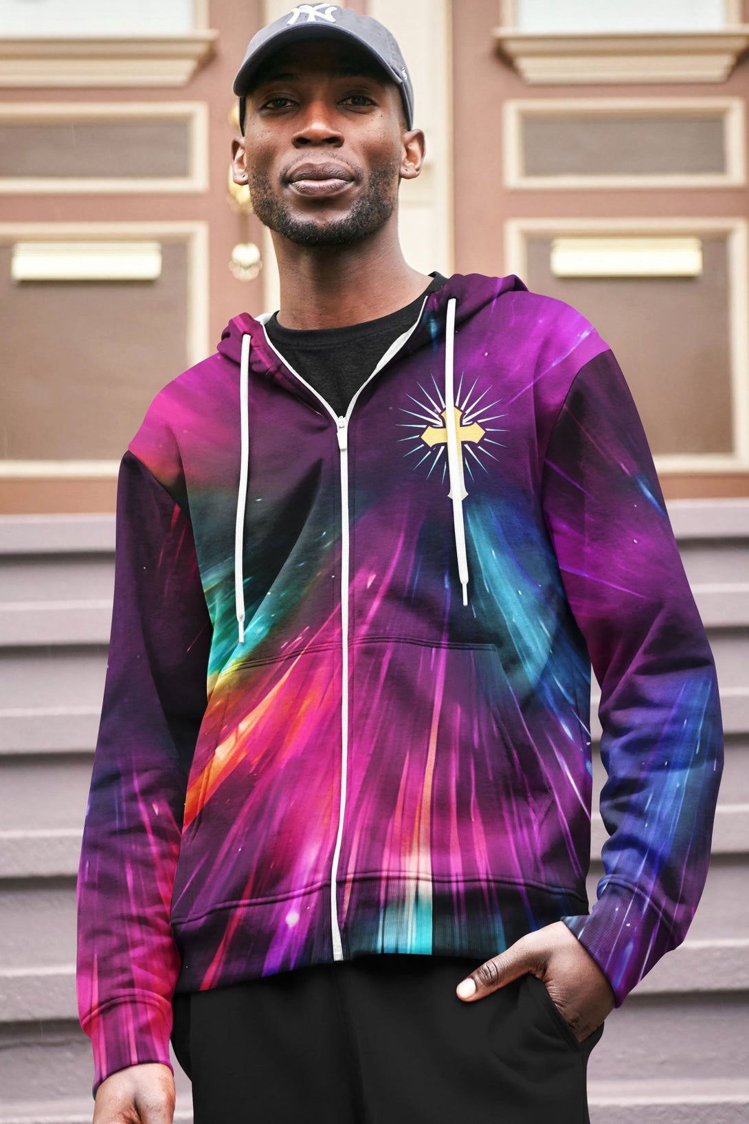 For God So Loved The World All Over Print Zip Hoodie - Christ Color