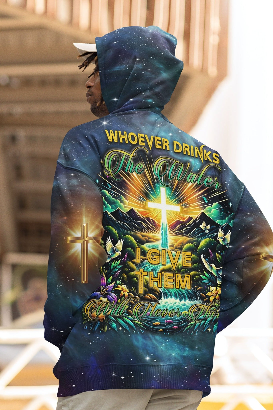 Whoever Drinks The Water I Give Them Will Never Thirst All Over Print Hoodie - Christ Color