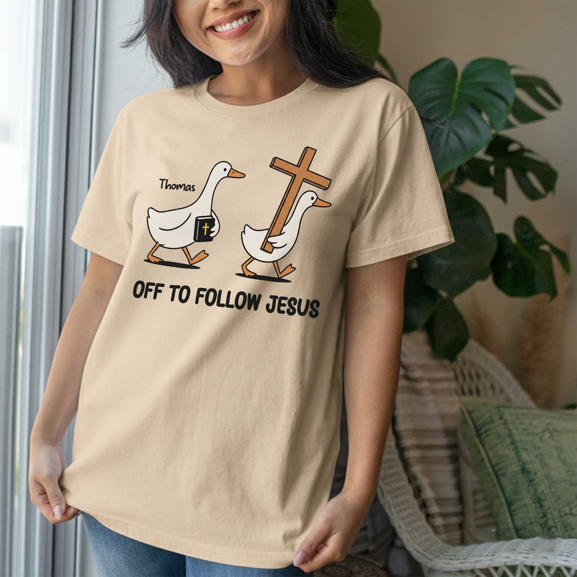 Off To Follow Jesus Personalized Goose T-Shirt