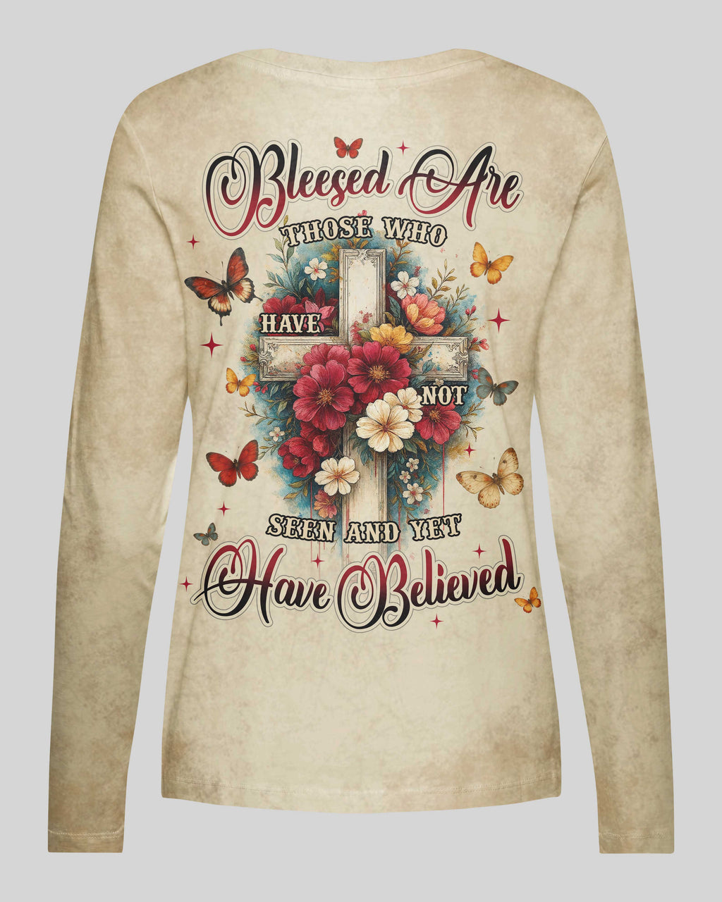 Blessed Are Those Who Have Not Seen And Yet Have Believed All Over Print V-neck Long Sleeves Shirt