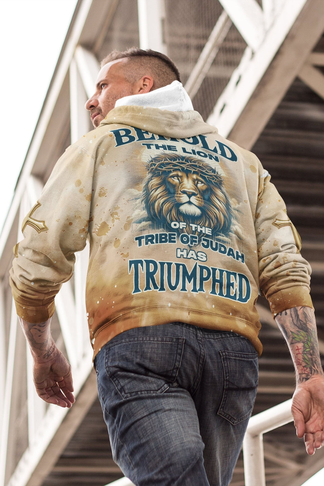 Behold The Lion Of The Tribe Of Judah Has Triumphed All Over Print Zip Hoodie - Christ Color