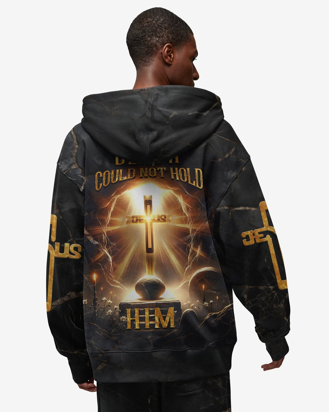 Death Could Not Hold Him All Over Print Zip Hoodie - Christ Color