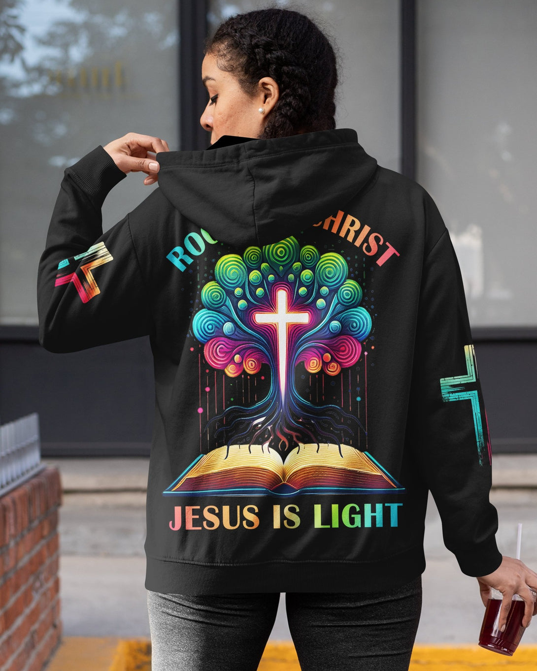 Rooted In Christ Jesus Is Light All Over Print Zip Hoodie - Christ Color