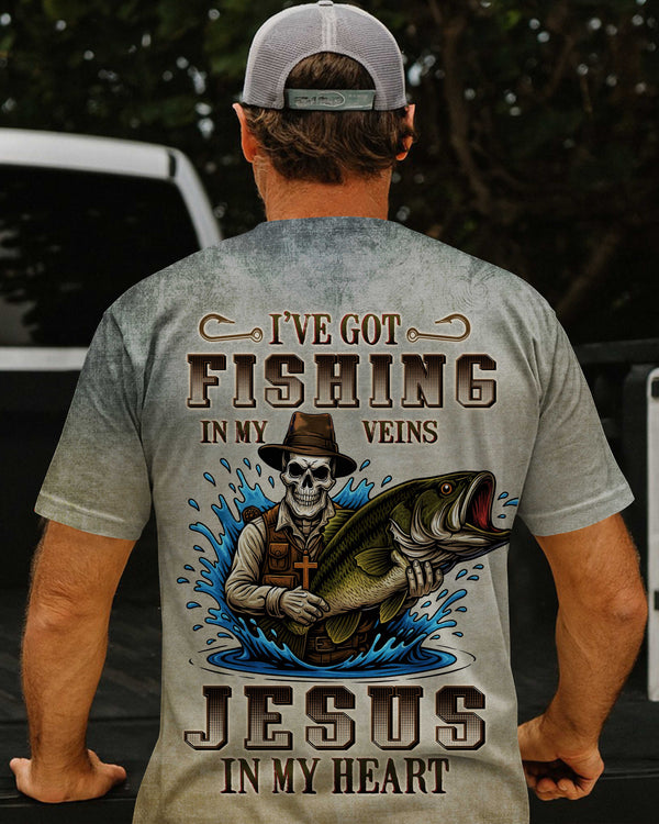 I've Got Fishing In My Veins Jesus In My Heart All Over Print T-Shirt