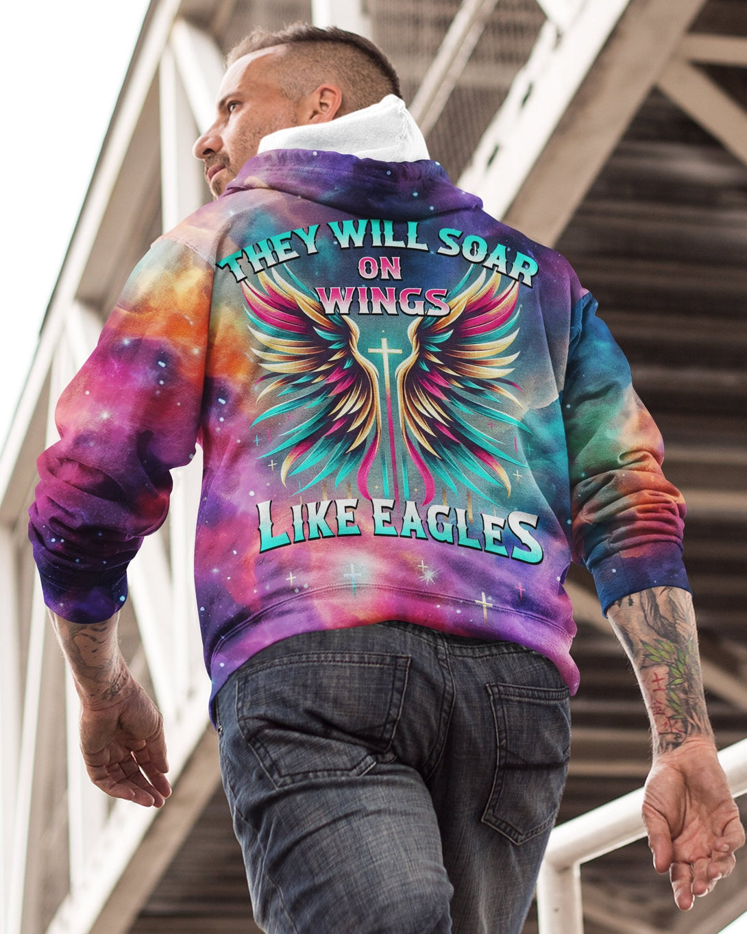 They Will Soar On Wings Like Eagles All Over Print Zip Hoodie - Christ Color