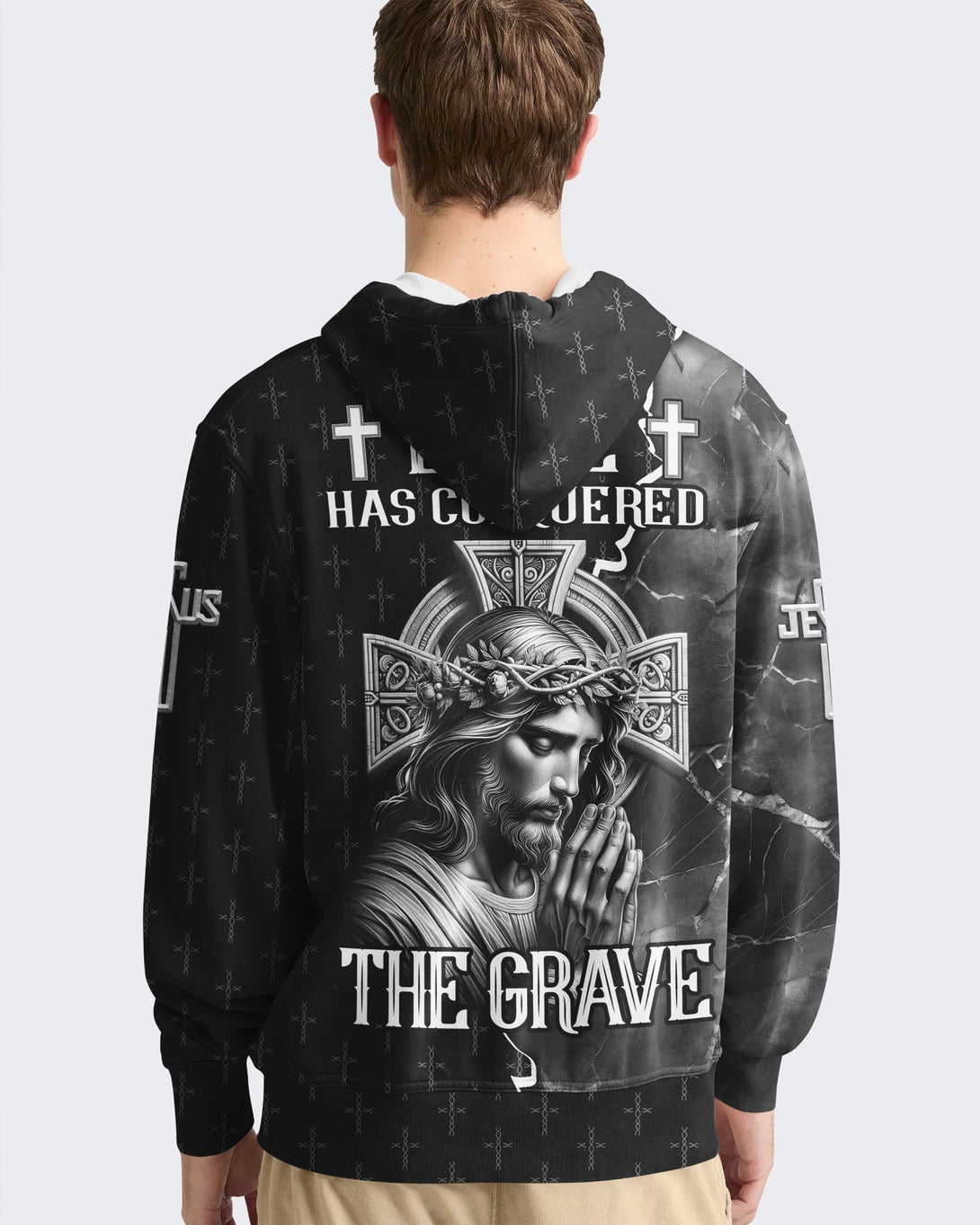 Love Has Conquered The Grave All Over Print Hoodie - Christ Color