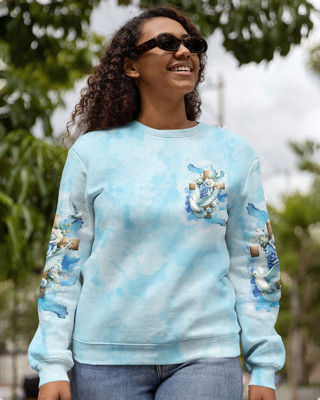 Lord Stood With Me And Gave Me Strength All Over Print Sweater - Christ Color