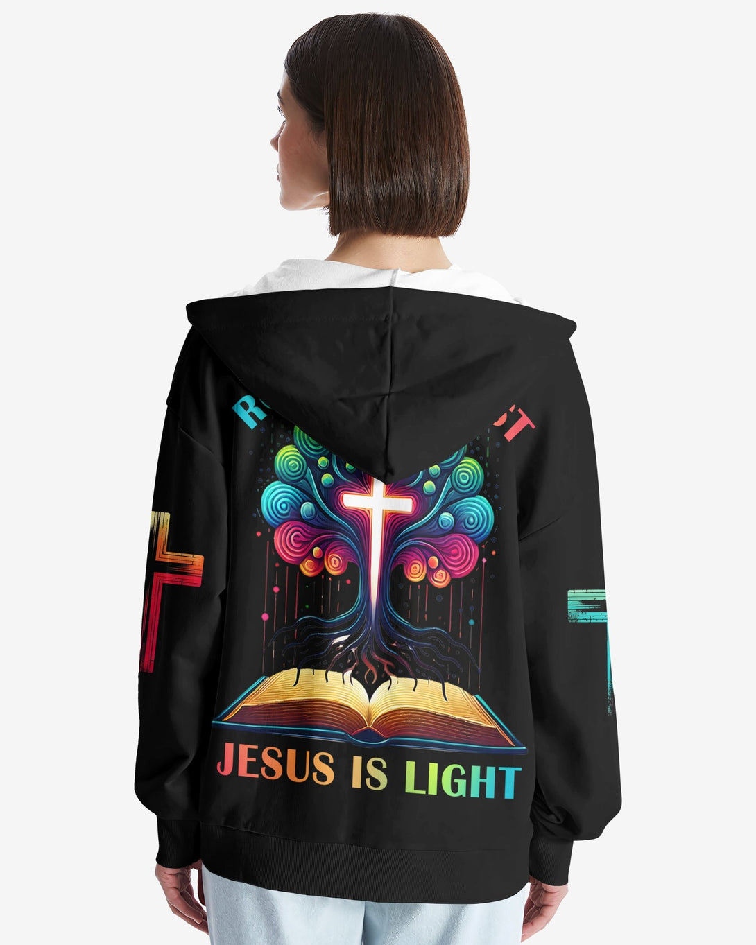 Rooted In Christ Jesus Is Light All Over Print Zip Hoodie - Christ Color