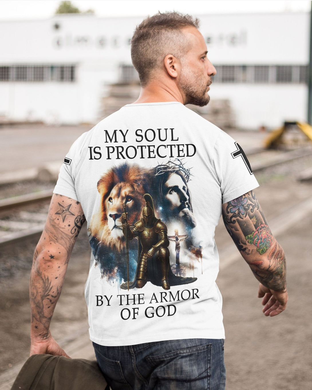 My Soul Is Protected By The Armor Of God All Over Print T-shirt - Christ Color