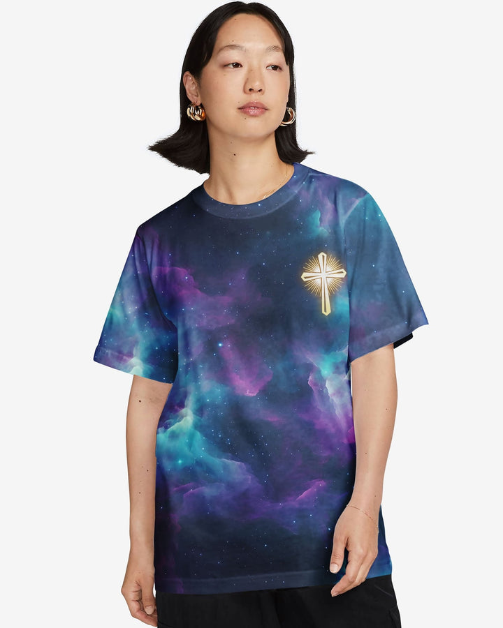For We Walk By Faith Not By Sight All Over Print T-shirt - Christ Color