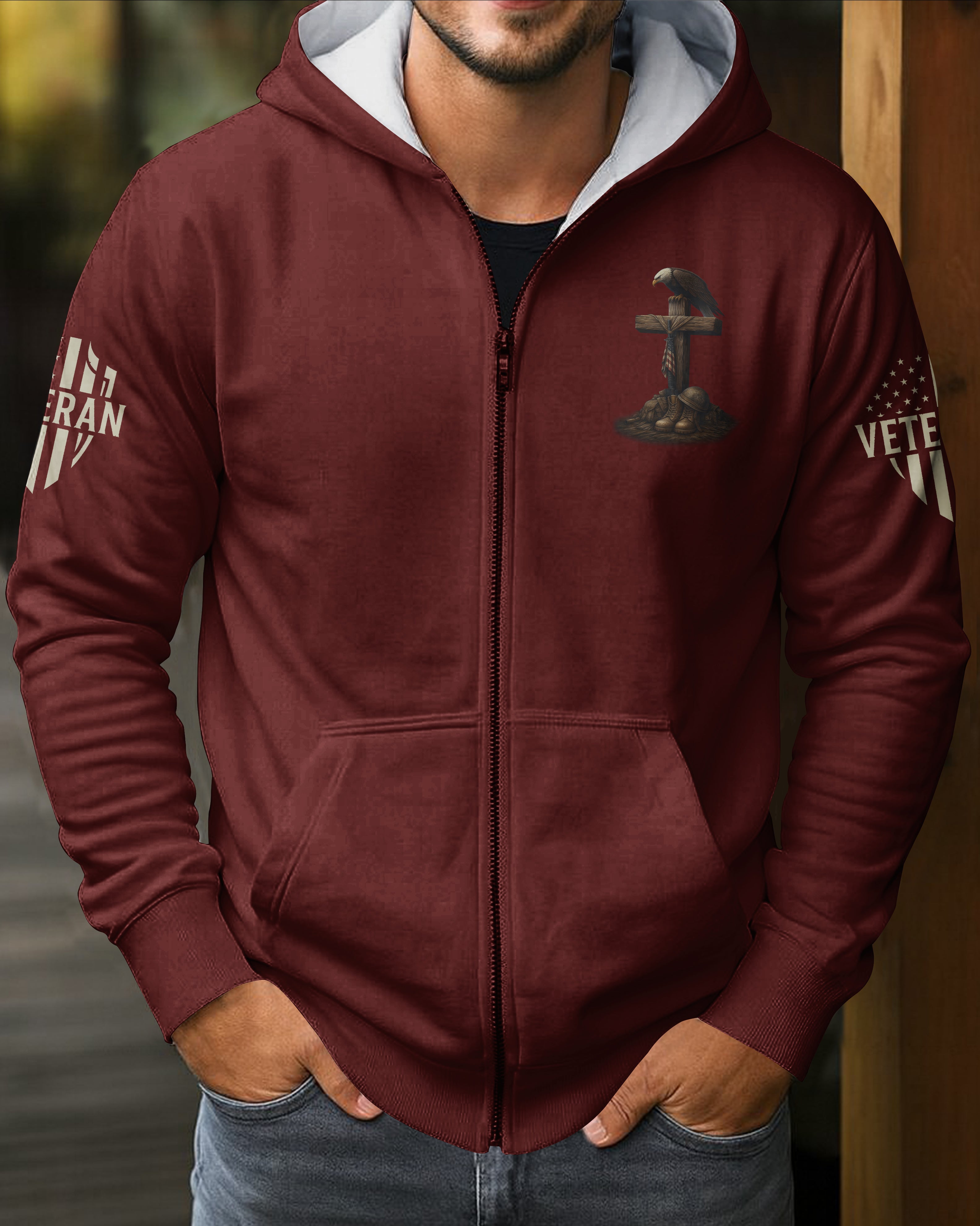 Veteran By Duty Christian By Choice Zip Hoodie