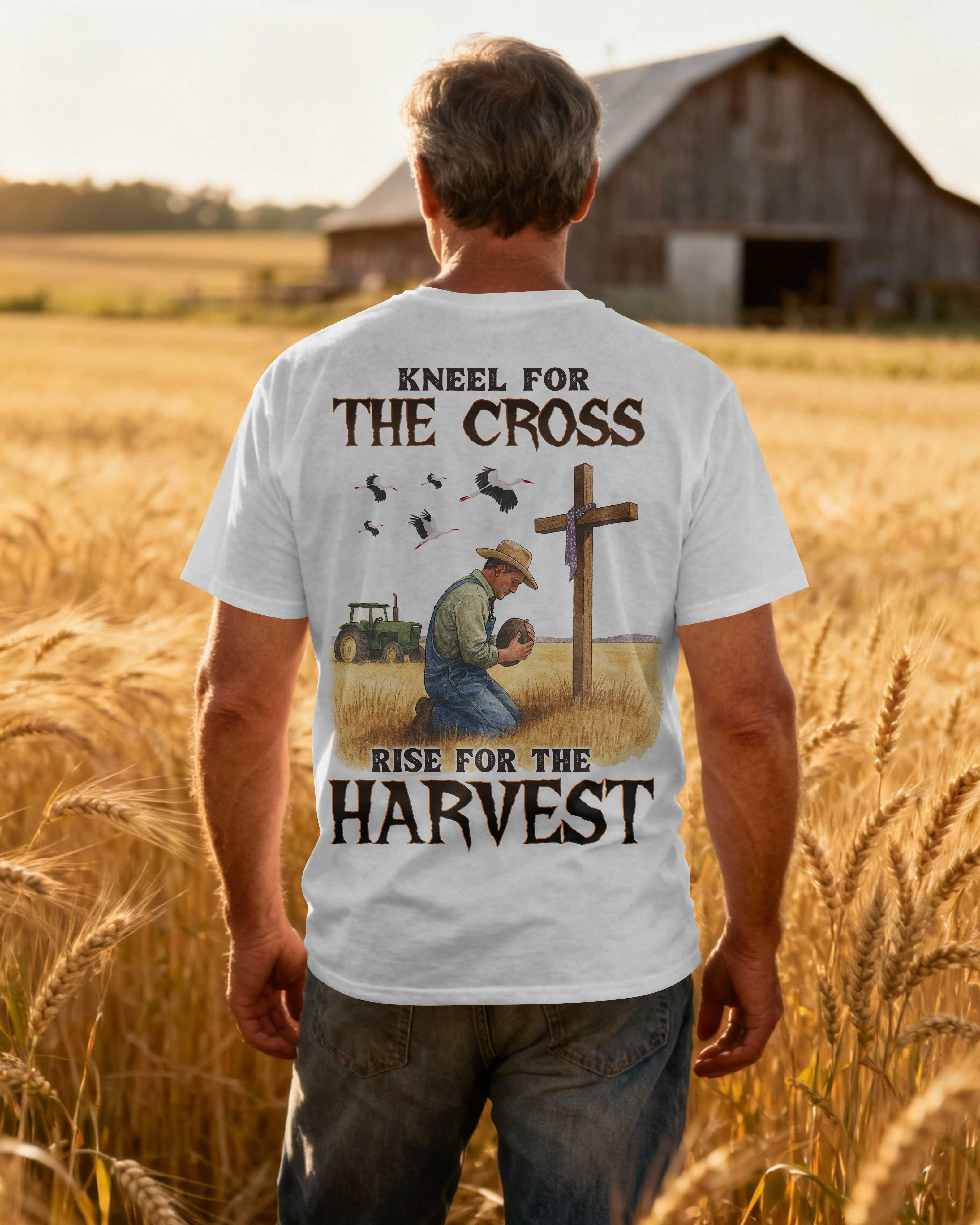 Kneel For The Cross Rise For The Harvest T-Shirt