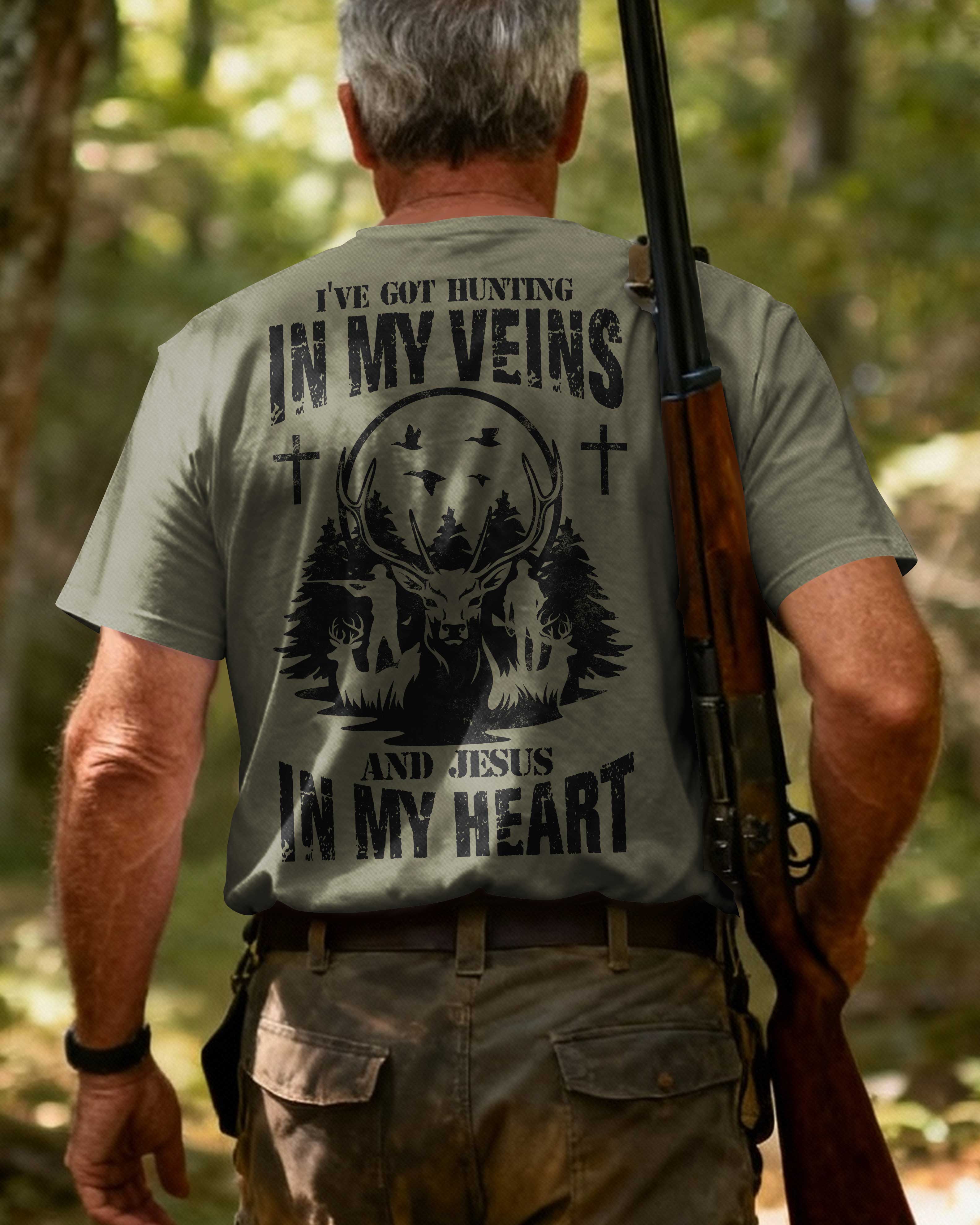 I've Got Hunting In My Veins And Jesus In My Heart Custom Name T-Shirt