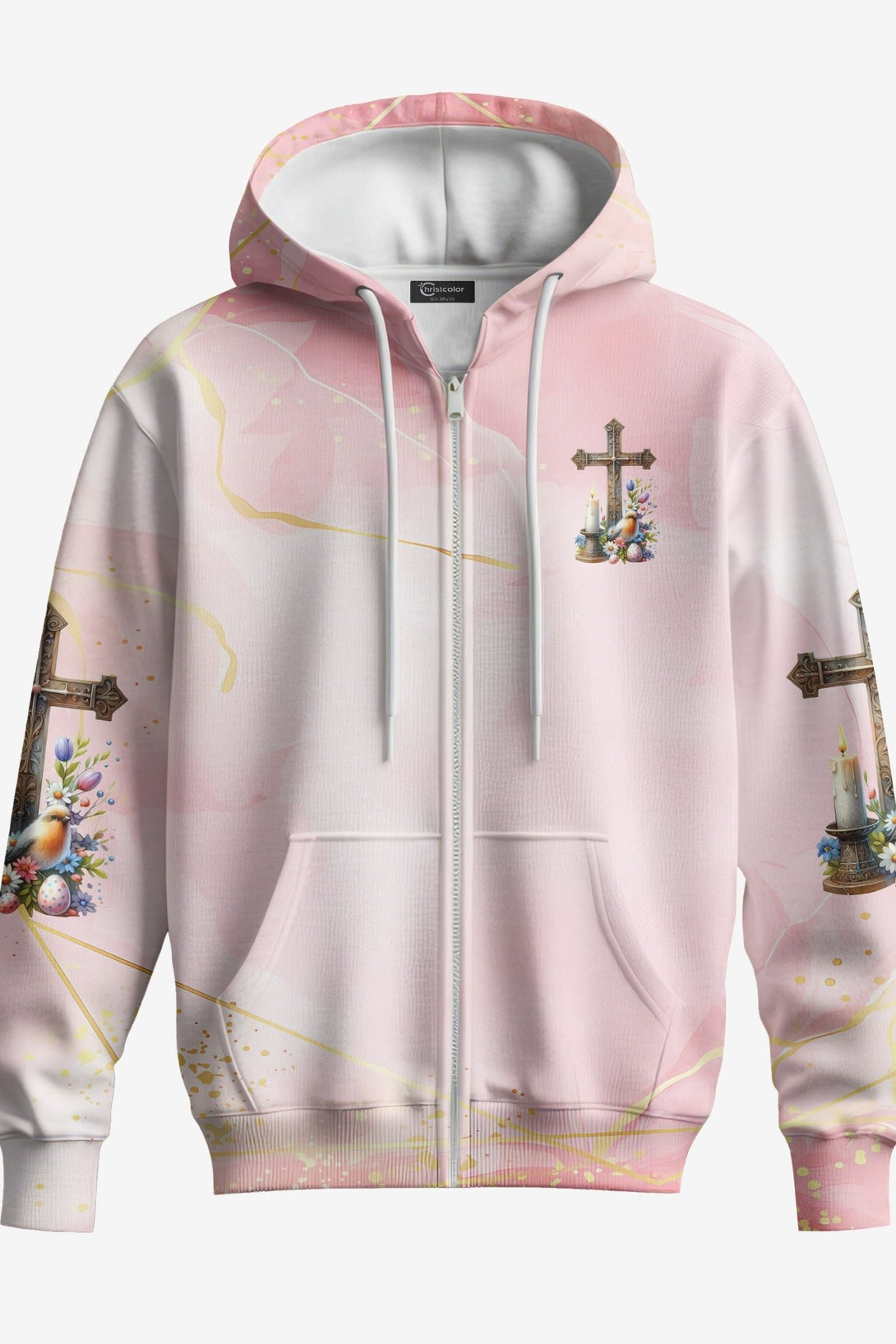 He Is Risen All Over Print Zip Hoodie - Christ Color