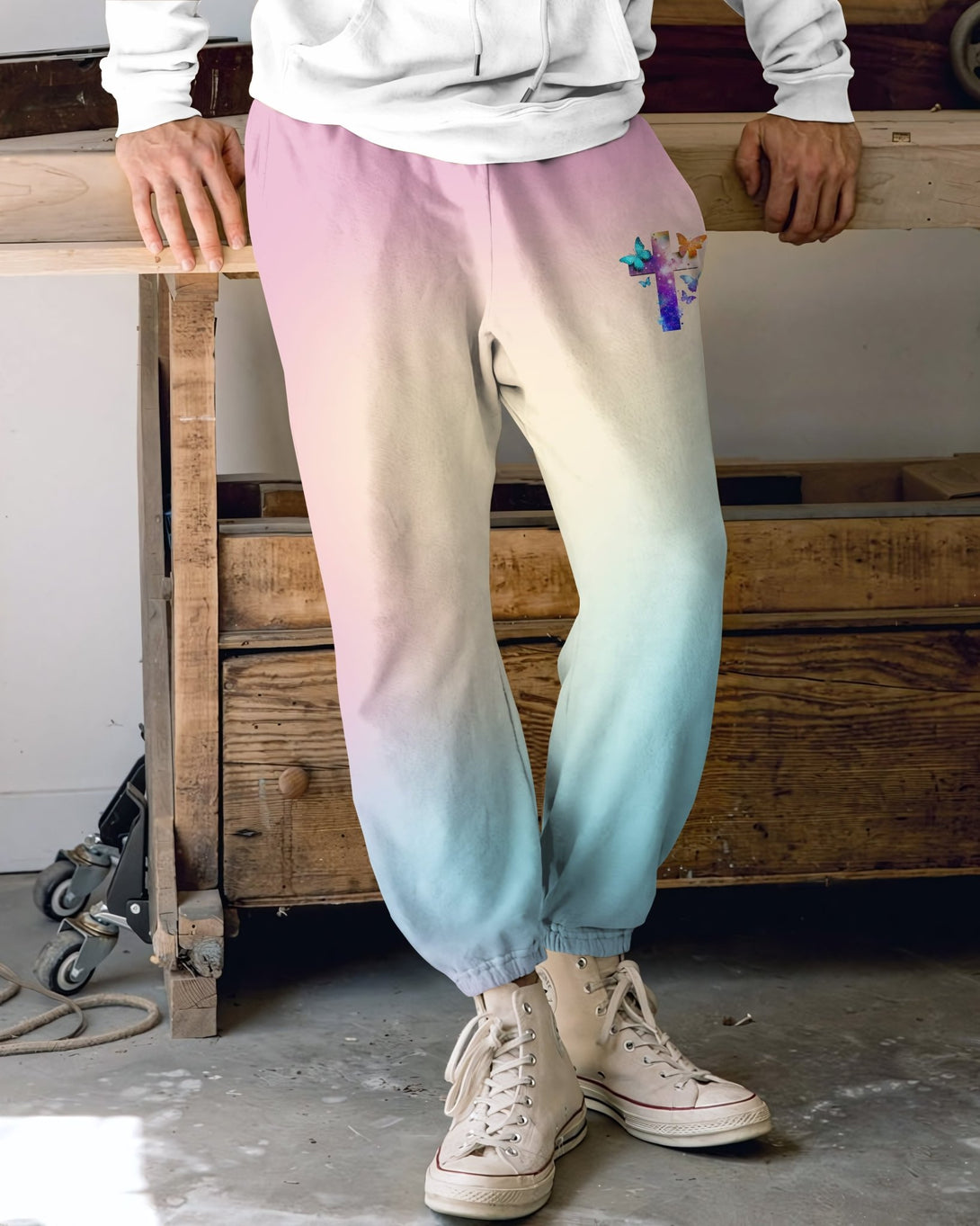 Butterfly Faith Hope Love All Over Print Jogger Pants - Christ Color
