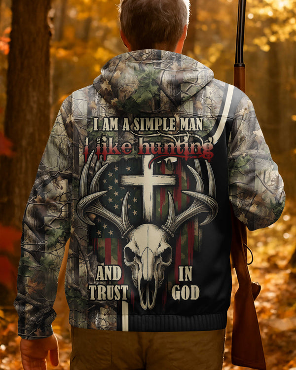 I Am A Simple Man I Like Hunting And Trust In God All Over Print Outdoor Jacket
