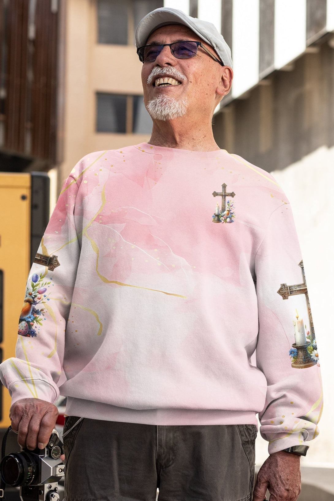 He Is Risen All Over Print Sweater - Christ Color