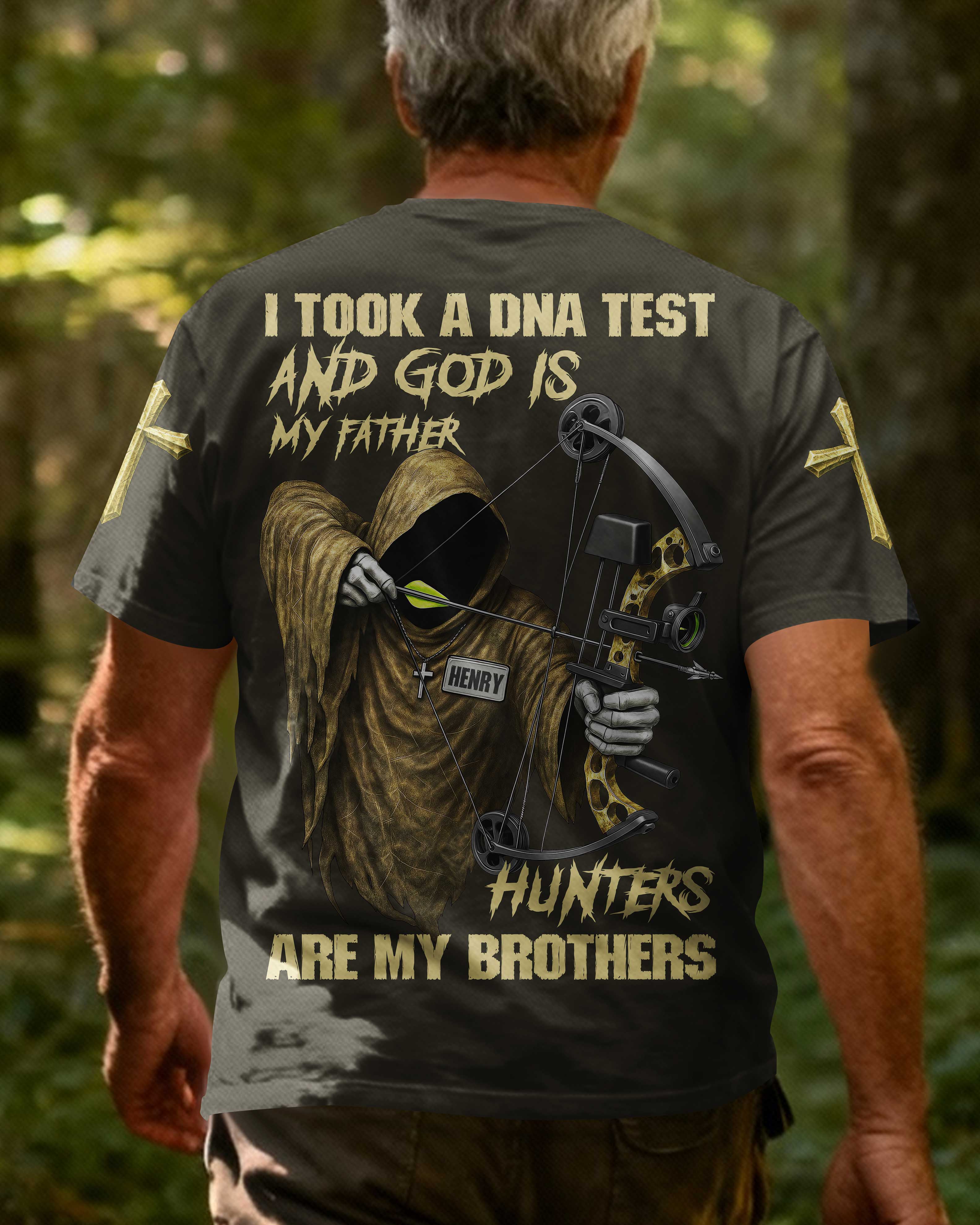 God is my Father Hunters are my brothers All Over Print Custom Name T-Shirt