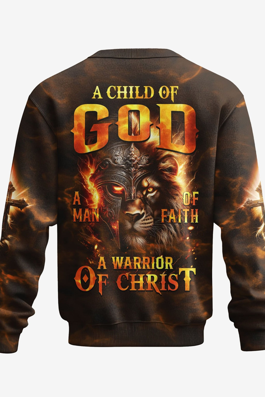 A Child Of God A Man Of Faith A Warrior Of Christ All Over Print Sweater - Christ Color