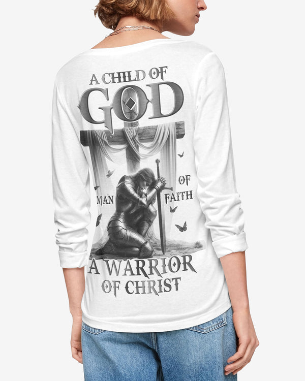 A Child Of God Man Of Faith A Warrior Of Christ All Over Print V-neck Long Sleeves Shirt