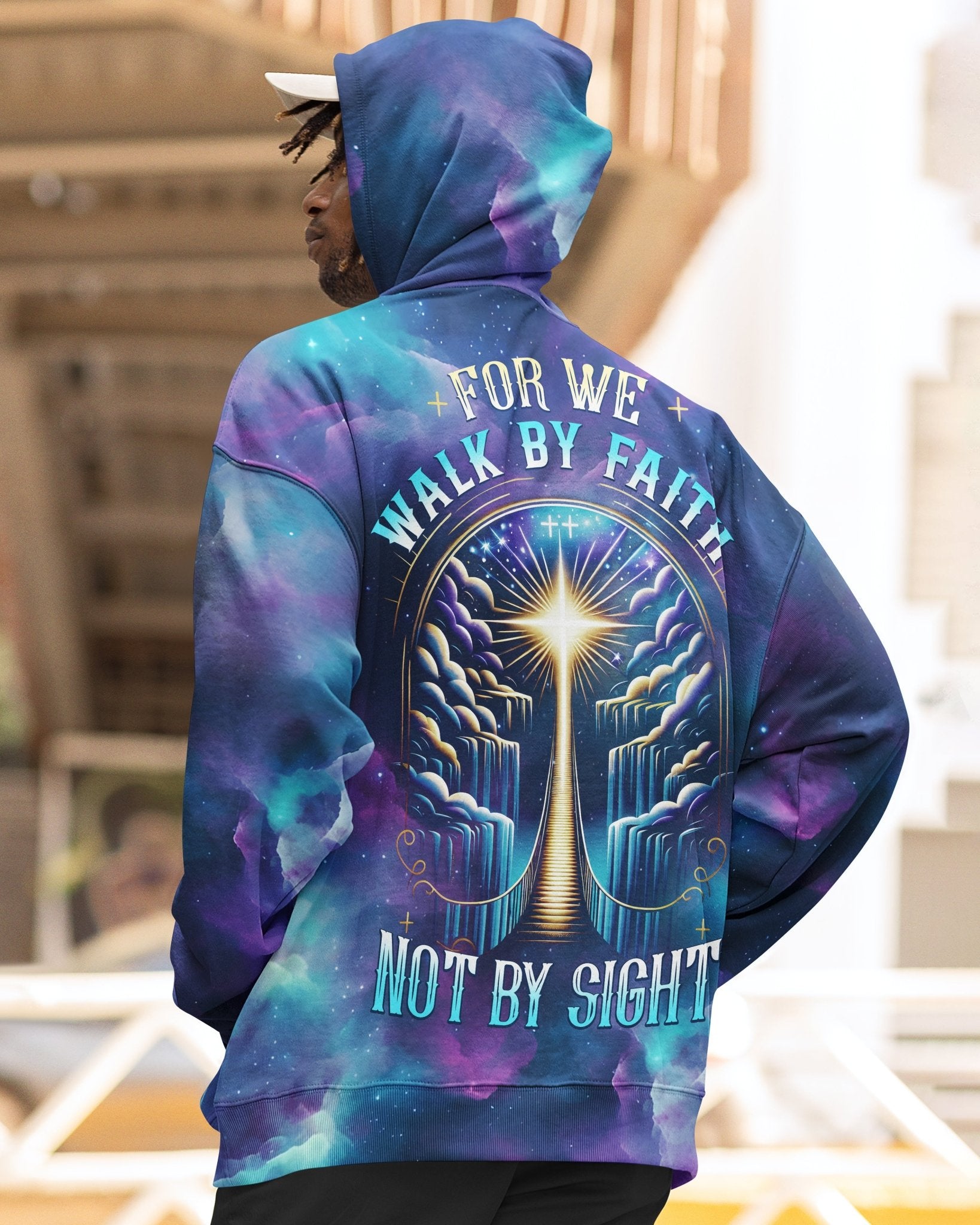 For We Walk By Faith Not By Sight All Over Print Zip Hoodie - Christ Color