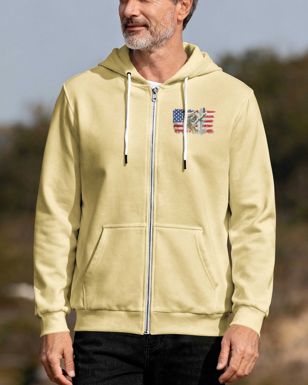 Retired Lineman Built By Grit Blessed By God Zip Hoodie