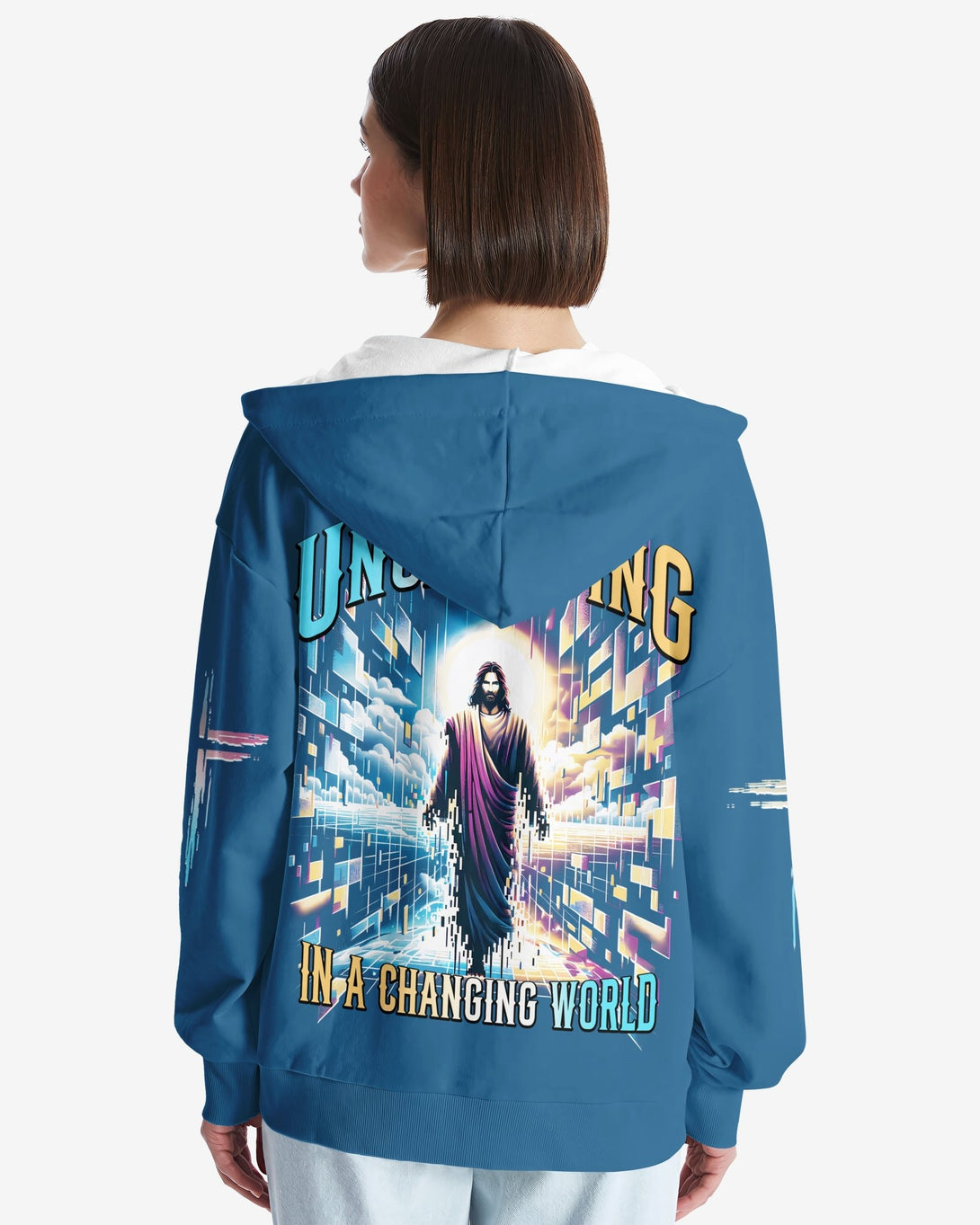 Unchanging In A Changing World All Over Print Zip Hoodie - Christ Color