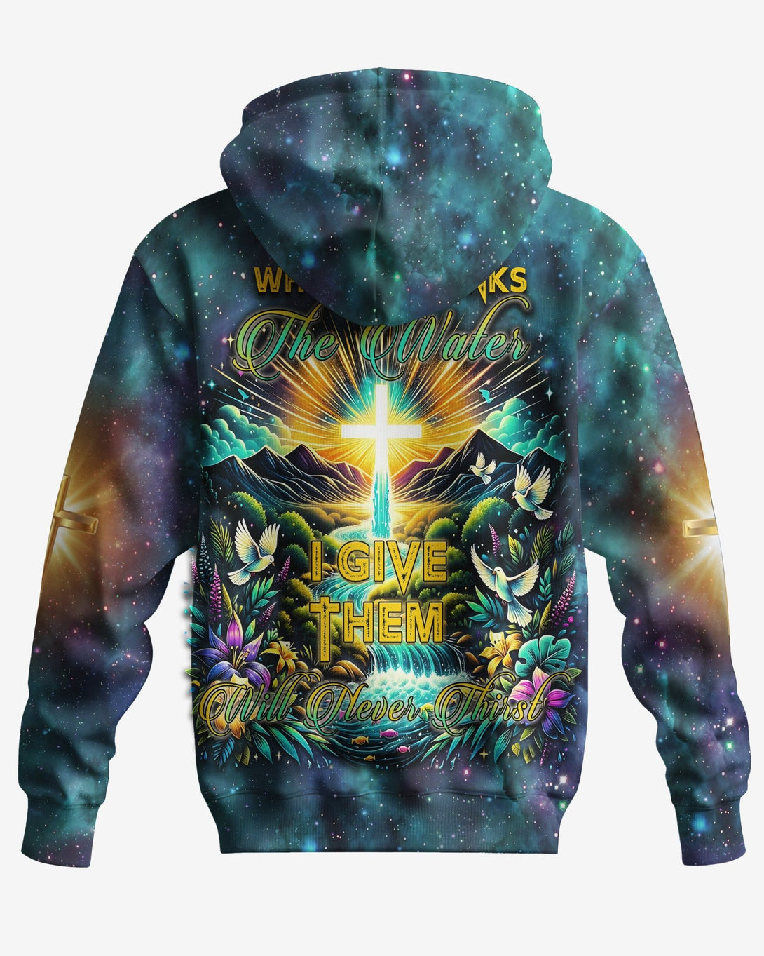 Whoever Drinks The Water I Give Them Will Never Thirst All Over Print Zip Hoodie - Christ Color