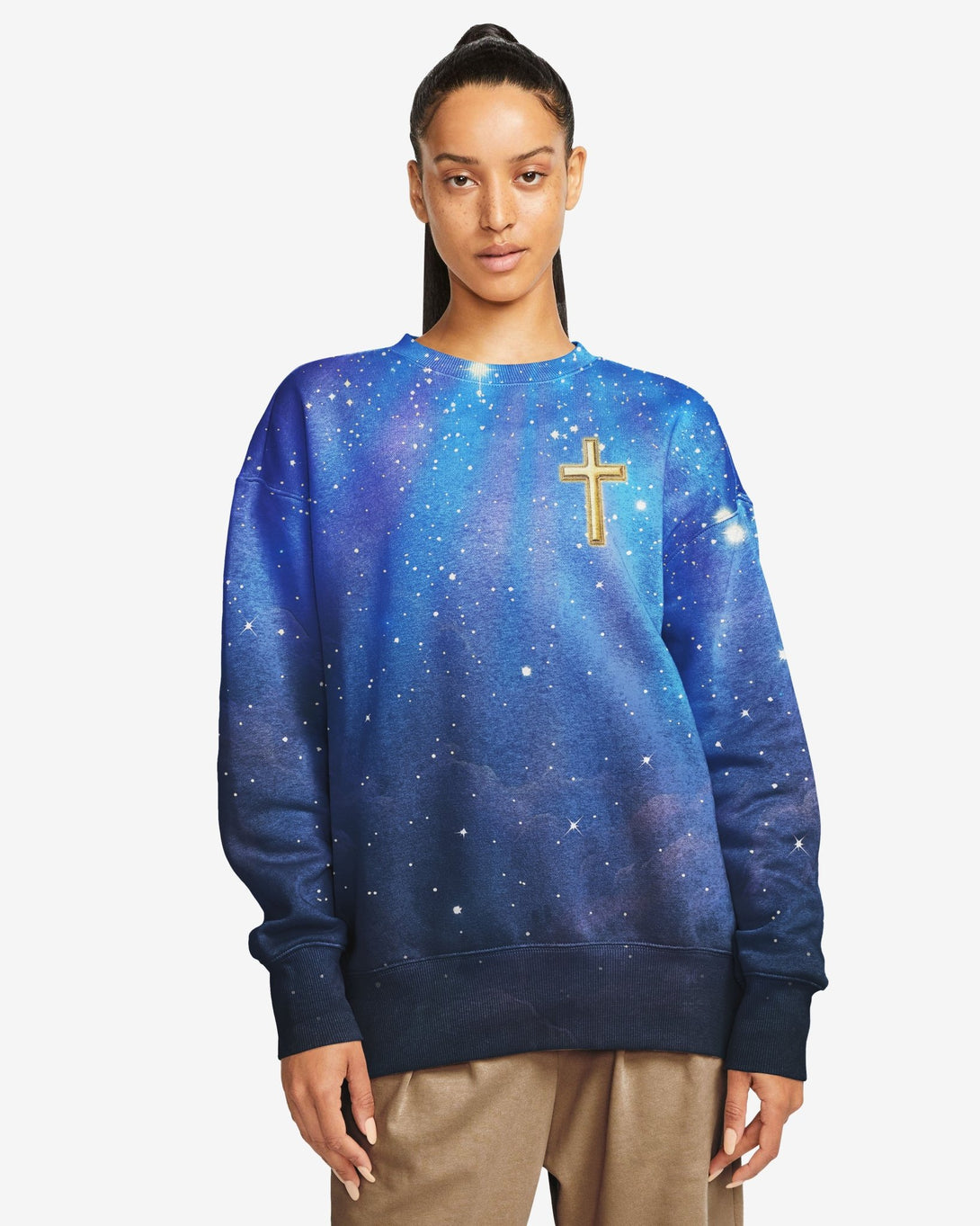 Faith Can Move Mountains All Over Print Sweater - Christ Color