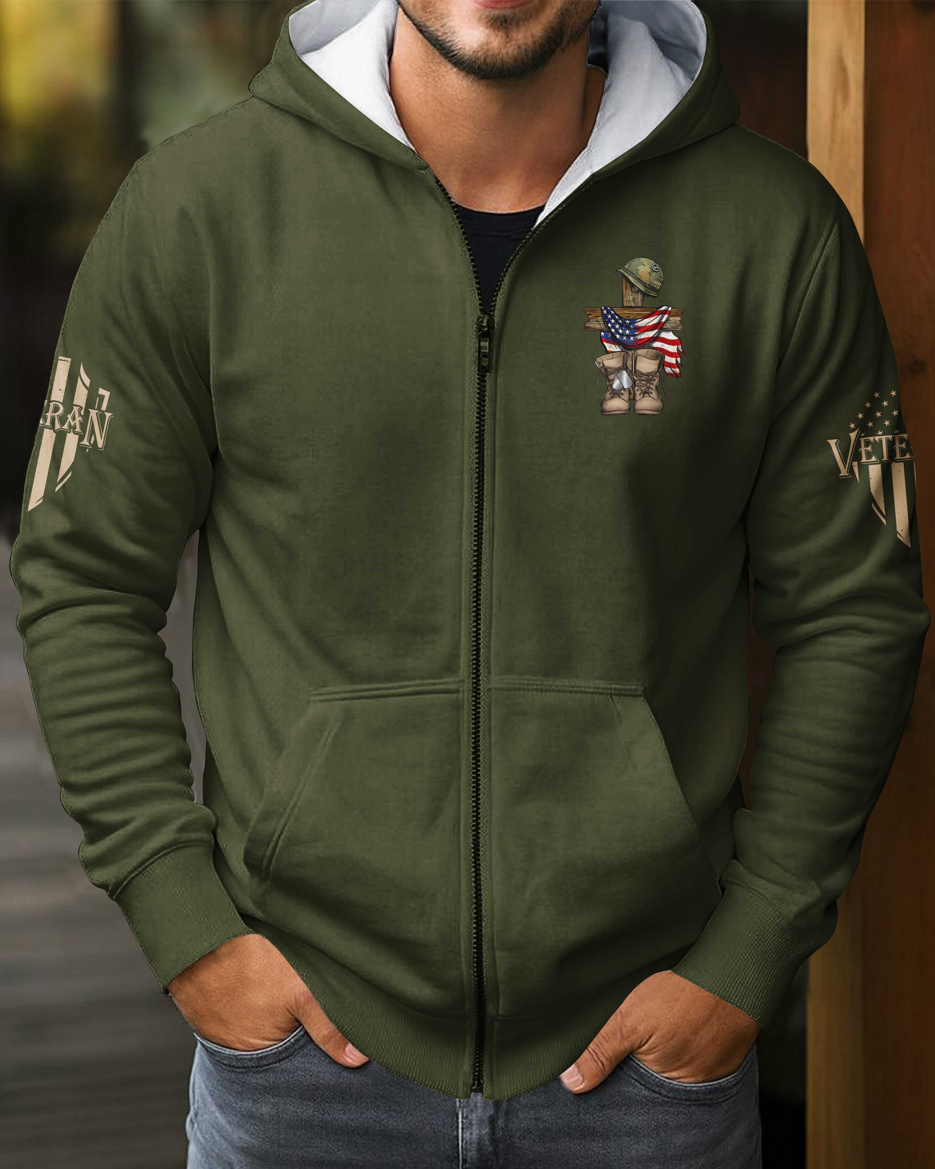 God Found Some Of The Strongest Americans And Made Them Veterans Zip Hoodie