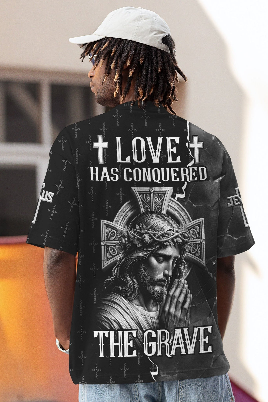 Love Has Conquered The Grave All Over Print T-shirt - Christ Color