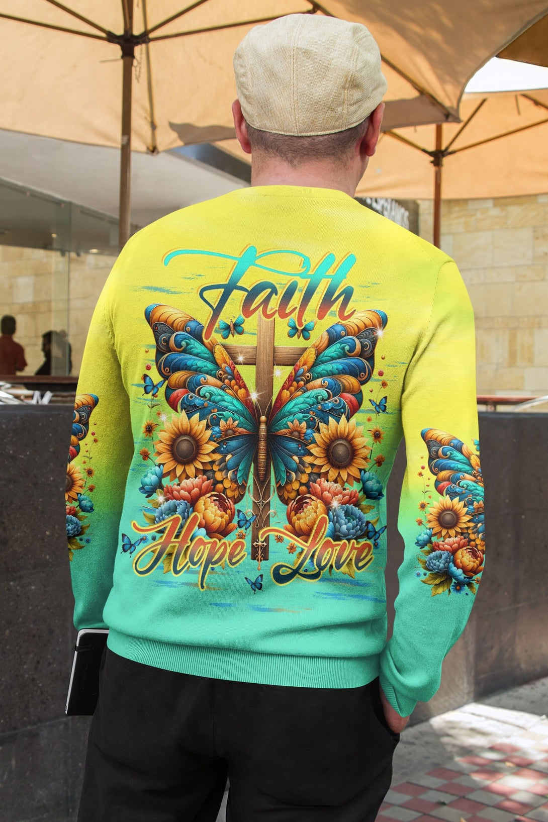 Faith Hope Love All Over Print Sweater - Christ Color