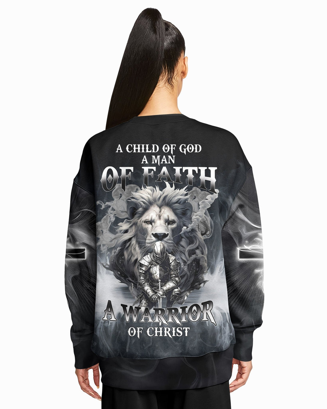 A Child Of God A Man Of Faith All Over Print Sweater - Christ Color