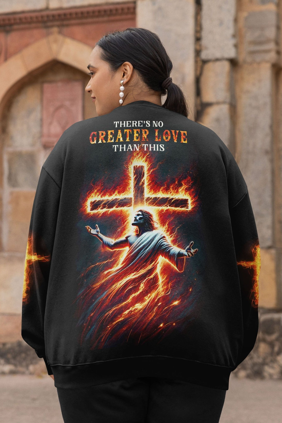 There's No Greater Love Than This All Over Print Sweater - Christ Color