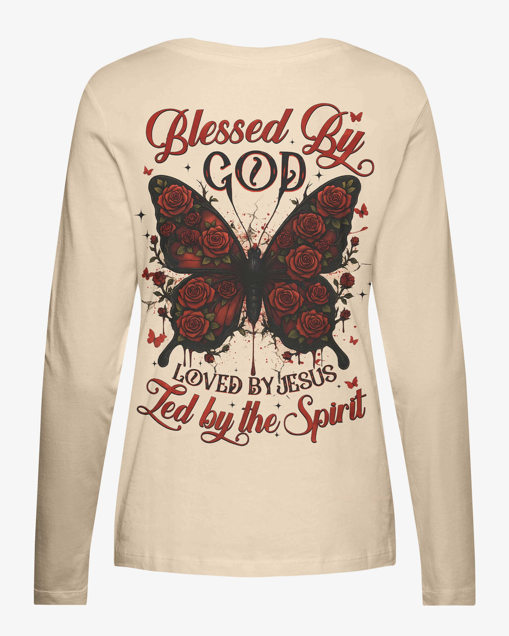 Blessed By God Loved By Jesus All Over Print V-neck Long Sleeves Shirt