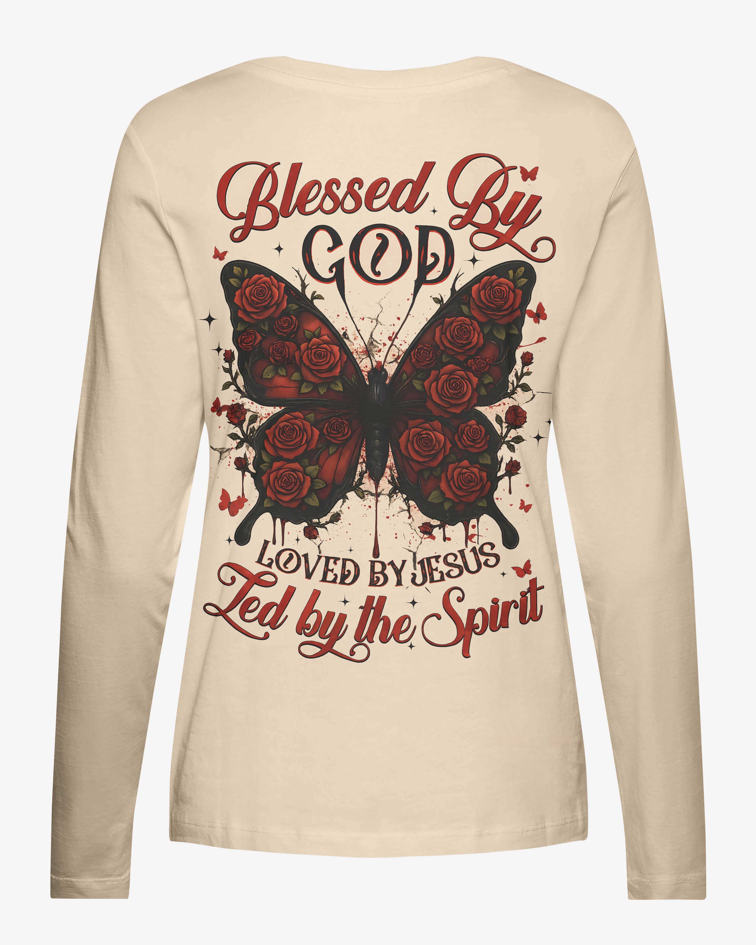 Blessed By God Loved By Jesus All Over Print V-neck Long Sleeves Shirt