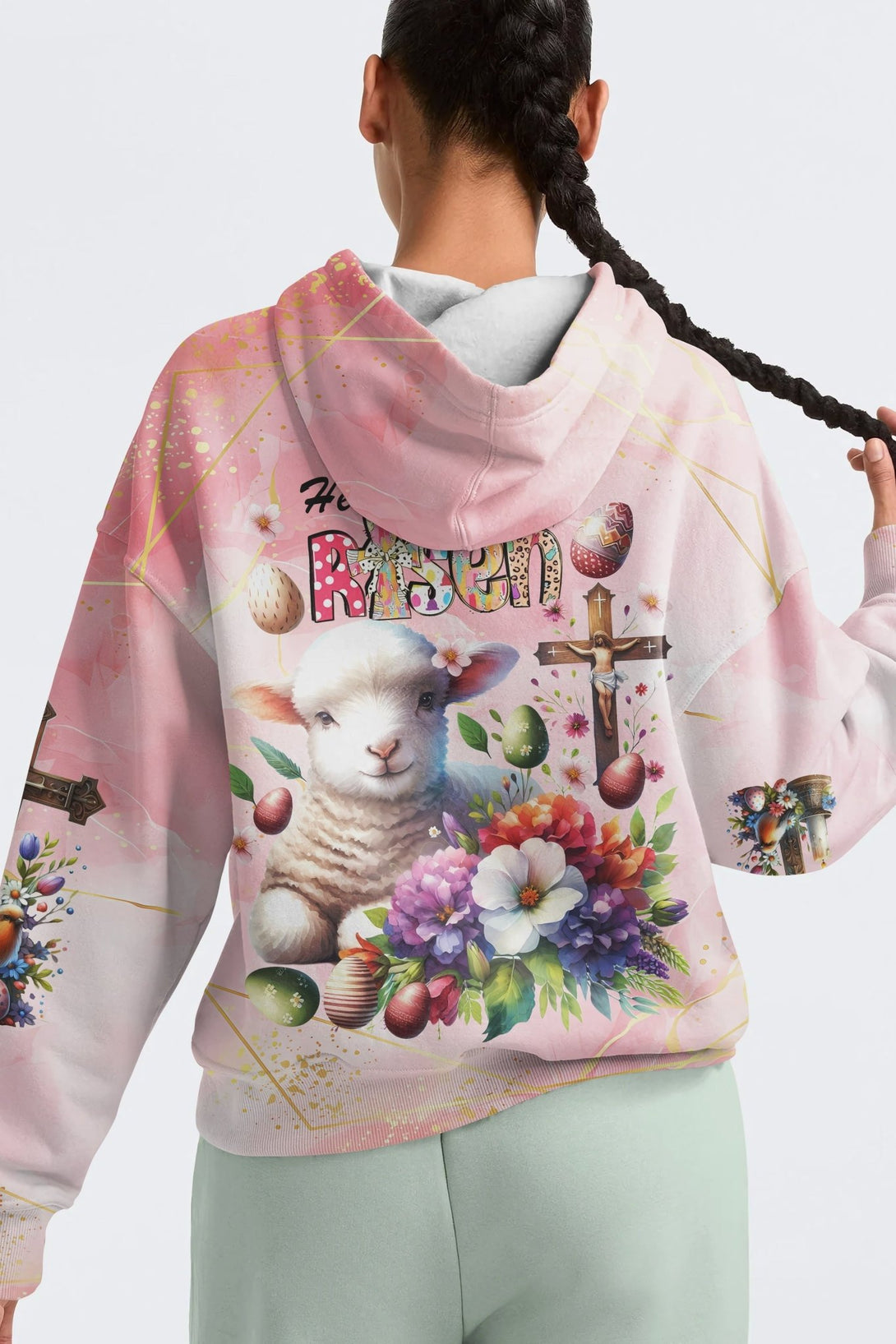He Is Risen All Over Print Hoodie - Christ Color