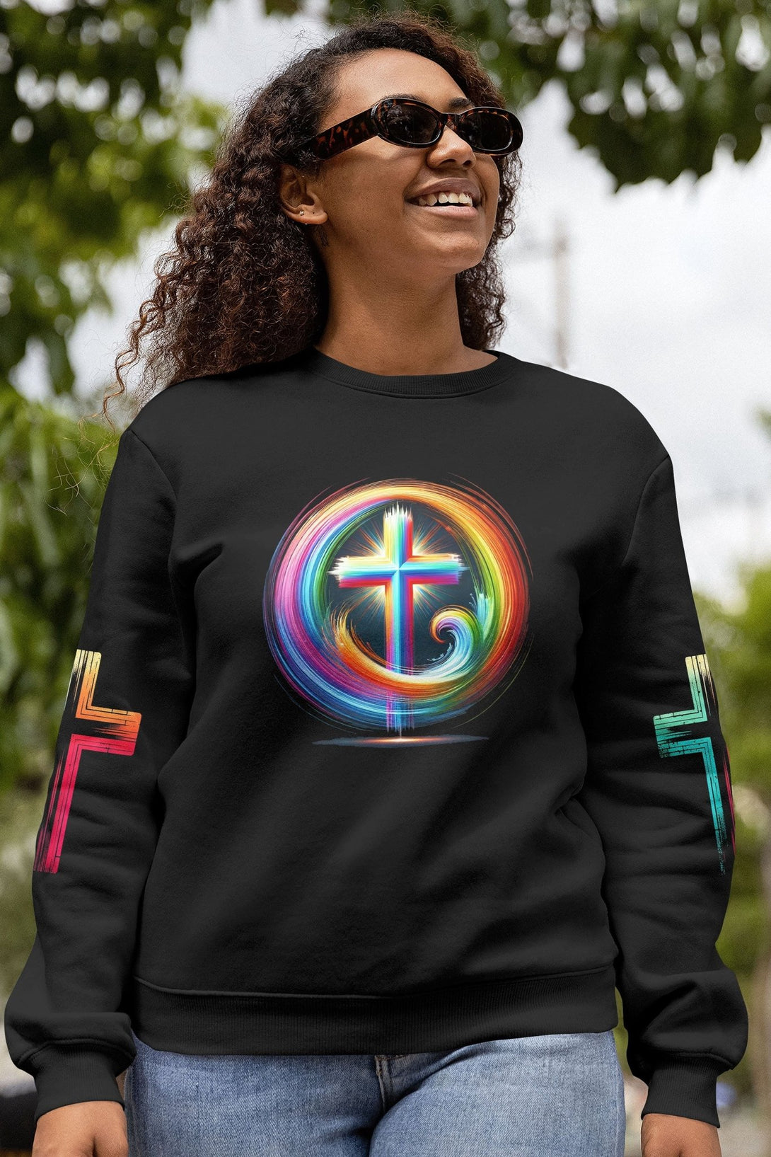 Rooted In Christ Jesus Is Light All Over Print Sweater - Christ Color