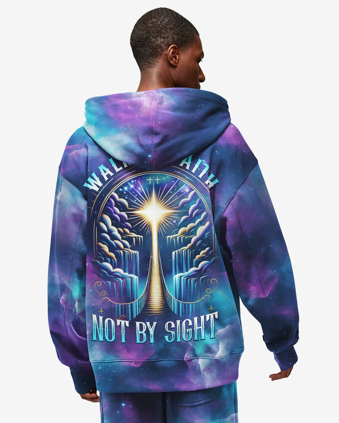 For We Walk By Faith Not By Sight All Over Print Zip Hoodie - Christ Color