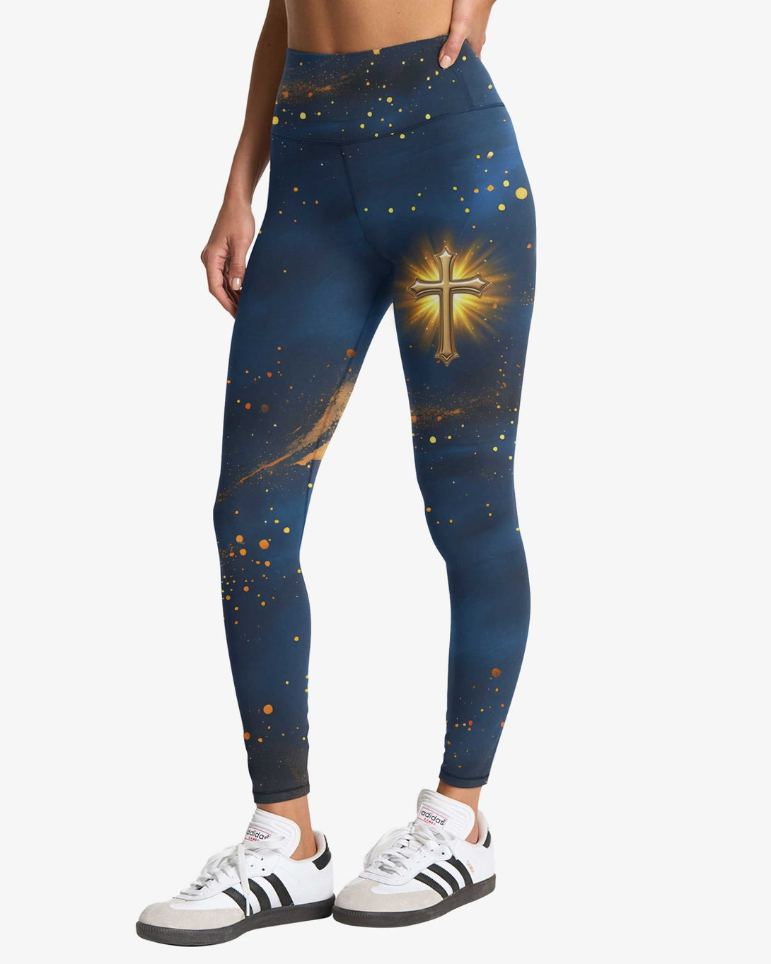 Faith Hope Love & Salvation All Over Print Leggings - Christ Color
