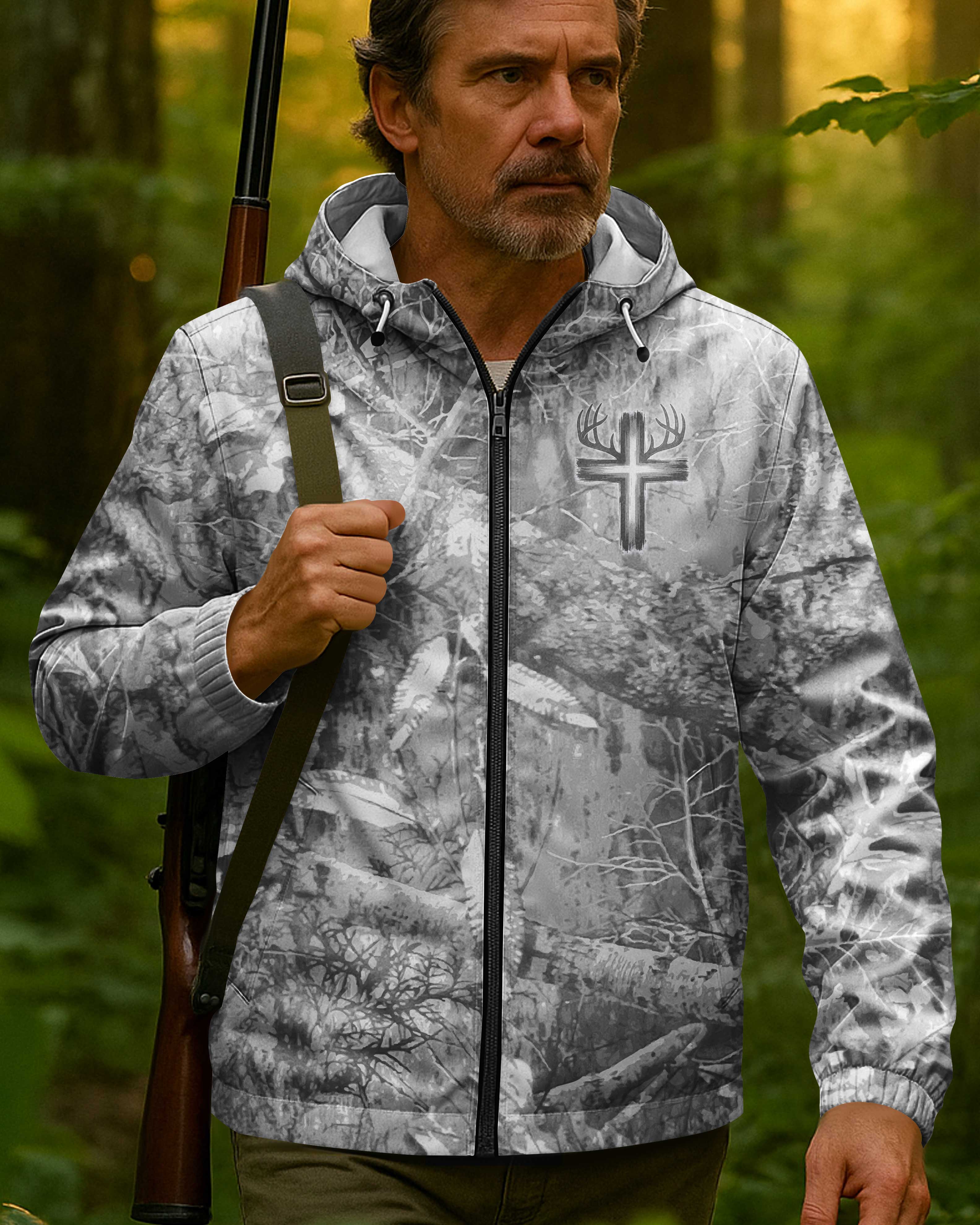 Custom Jesus is my savior Hunting is my therapy All Over Print Outdoor Jacket
